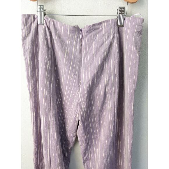 Bogdar Womens Size Large Flared Pants Purple White Striped Cotton Pull On - Picture 10 of 13